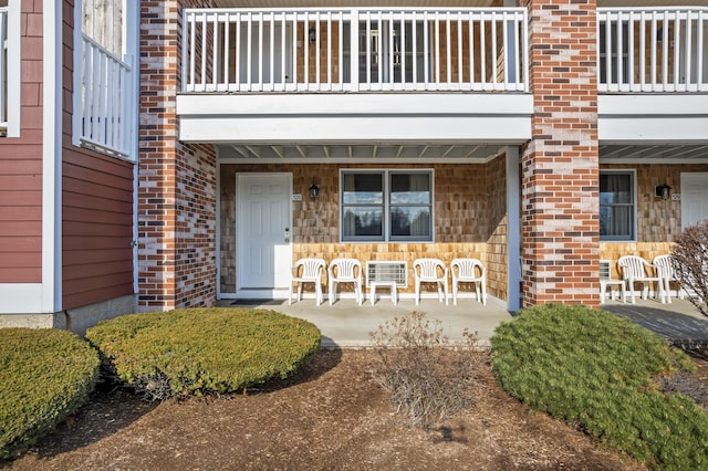 doorway to property with a balcony