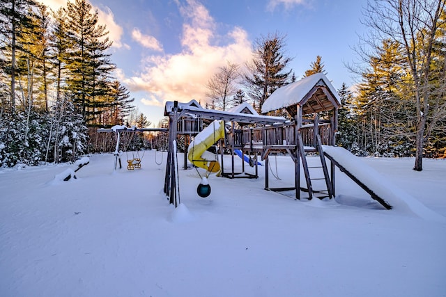 view of snow covered playground