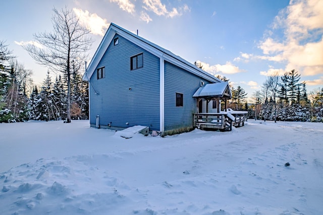 view of snow covered property