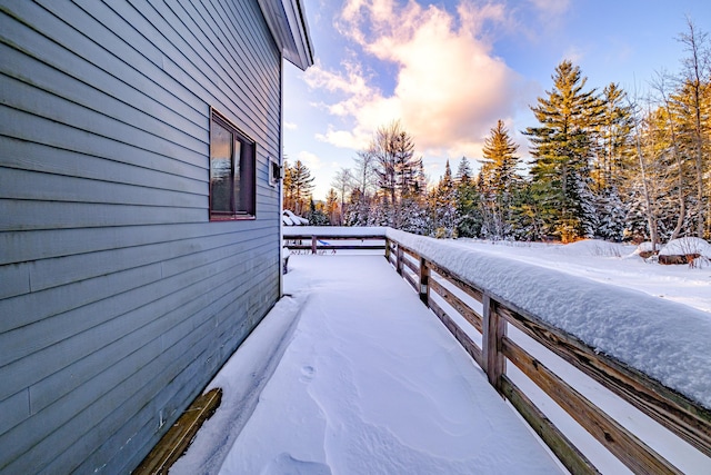 view of snow covered property