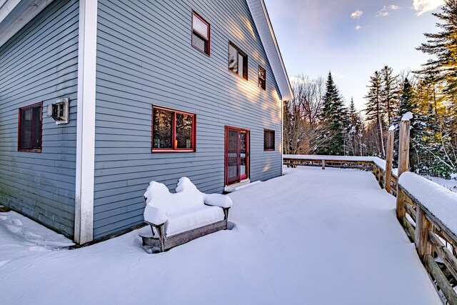 view of snow covered exterior