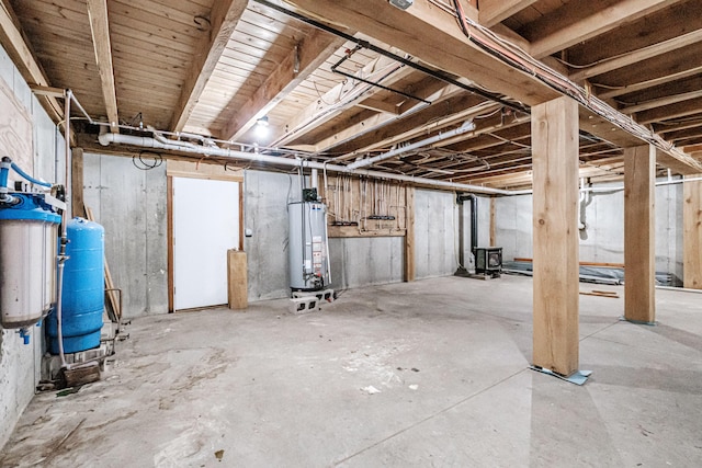 basement with gas water heater