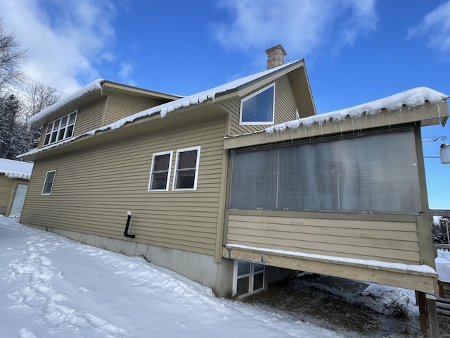 view of snow covered exterior