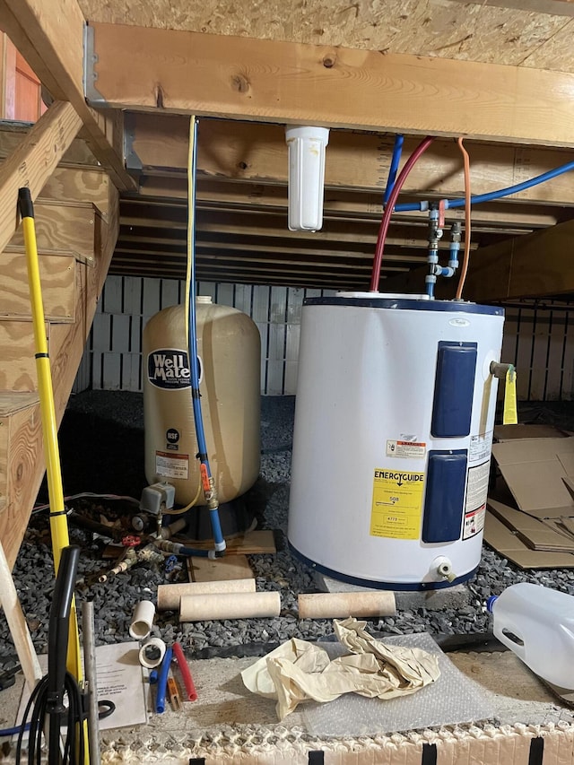 utility room with electric water heater