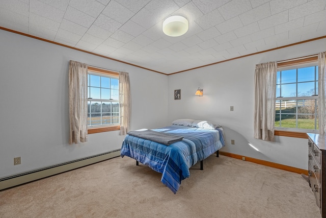 19 Branch Brook Rd, Thomaston, ME 04861 - bedroom with ornamental molding, carpet flooring, and a baseboard radiator
