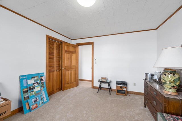 19 Branch Brook Rd, Thomaston, ME 04861 - living area with ornamental molding and carpet floors