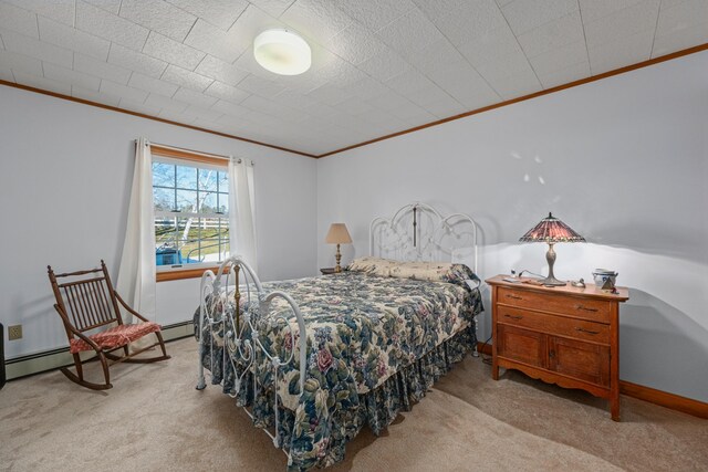 19 Branch Brook Rd, Thomaston, ME 04861 - bedroom featuring crown molding, carpet, and baseboard heating