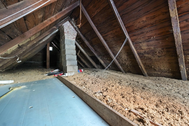 view of unfinished attic