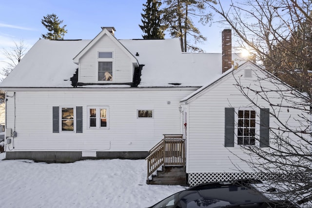 view of snow covered property