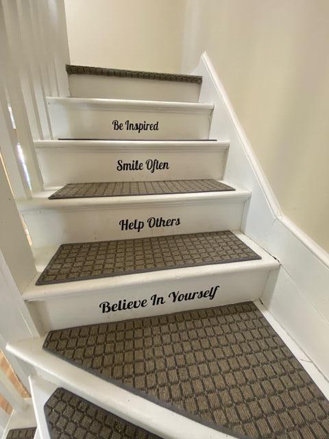 staircase with wainscoting