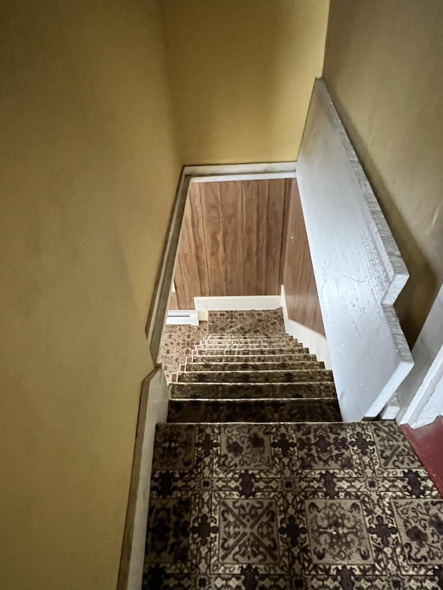 90 Canada Rd, Moscow, ME 04920 - stairway featuring baseboards and brick patterned flooring