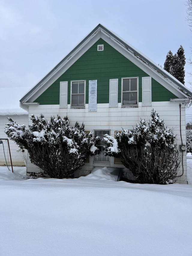 view of snow covered exterior