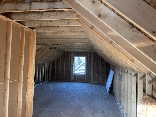 view of unfinished attic