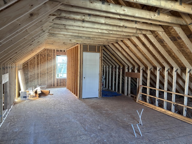 view of unfinished attic