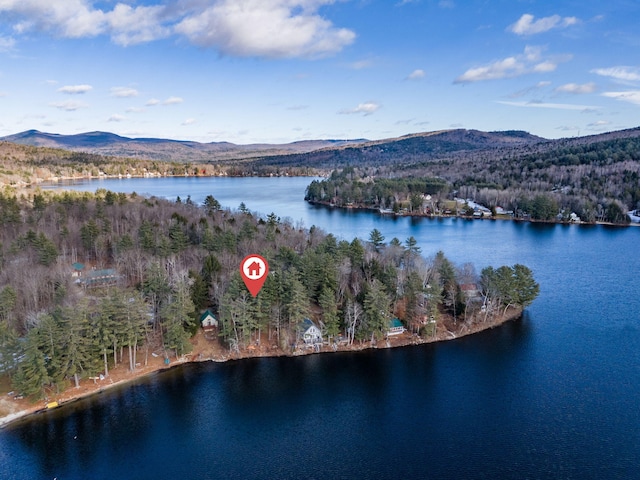 aerial view with a water and mountain view