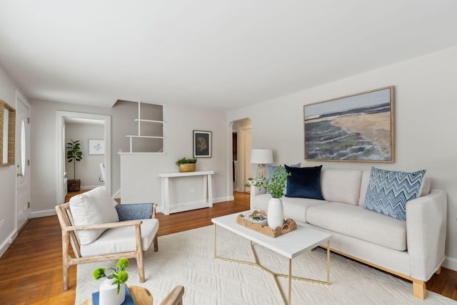 living room with hardwood / wood-style floors