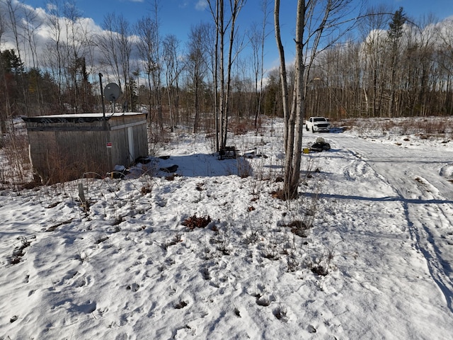 view of yard layered in snow