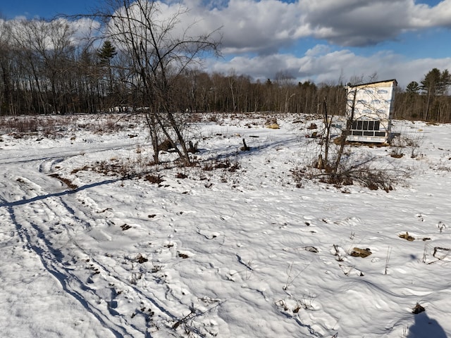 view of yard layered in snow