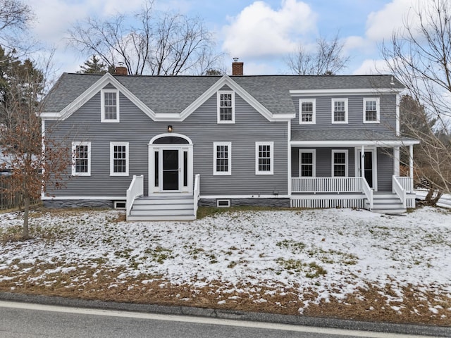 view of front facade featuring covered porch