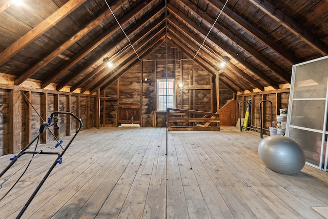 view of unfinished attic