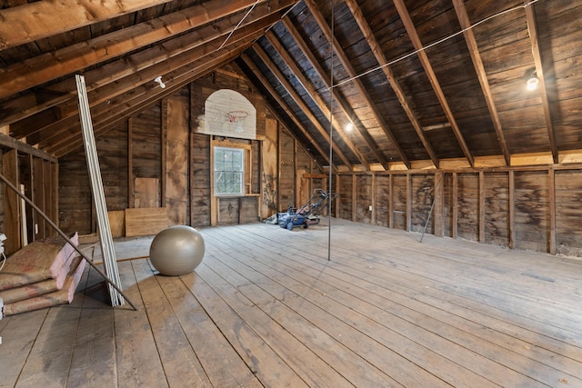 view of unfinished attic