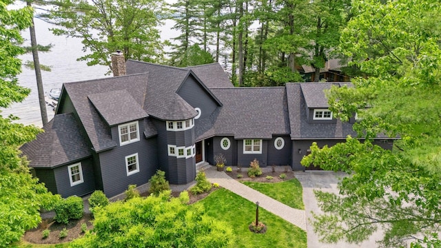 18 Sheehans Island Rd, Raymond, ME 04071 - shingle-style home with roof with shingles and a chimney