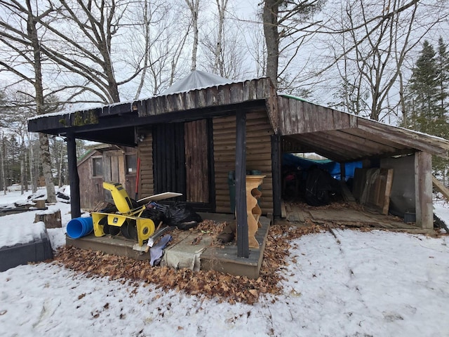 view of snow covered structure