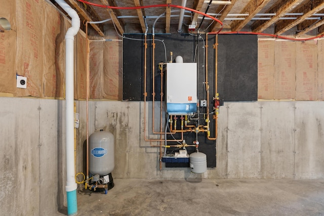 17 Ward Rd, Sebago, ME 04029 - utility room featuring tankless water heater