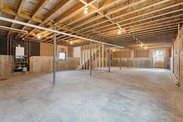 17 Ward Rd, Sebago, ME 04029 - below grade area featuring water heater and baseboard heating