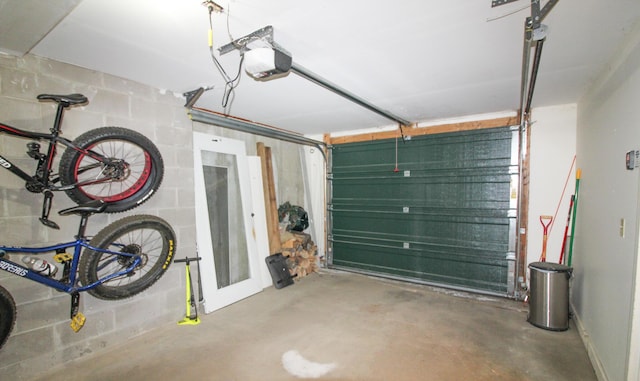 garage with a garage door opener