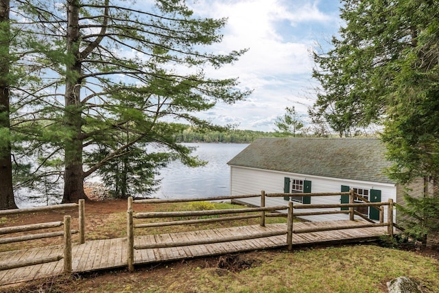 137 Birch Ln, Belgrade, ME 04917 - dock area featuring a deck with water view