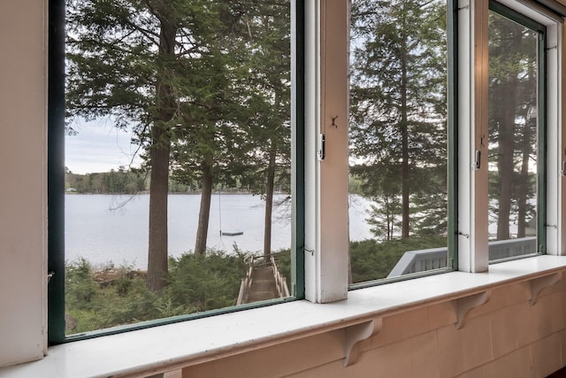 137 Birch Ln, Belgrade, ME 04917 - entryway featuring a water view and plenty of natural light