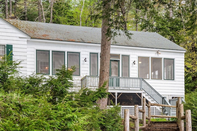 137 Birch Ln, Belgrade, ME 04917 - view of front of home featuring stairs and roof with shingles