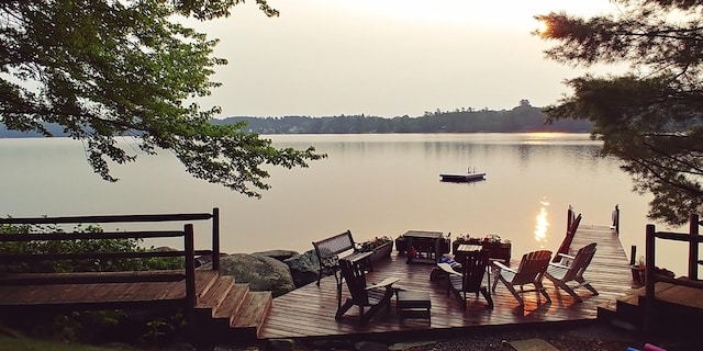 137 Birch Ln, Belgrade, ME 04917 - dock area with a deck with water view