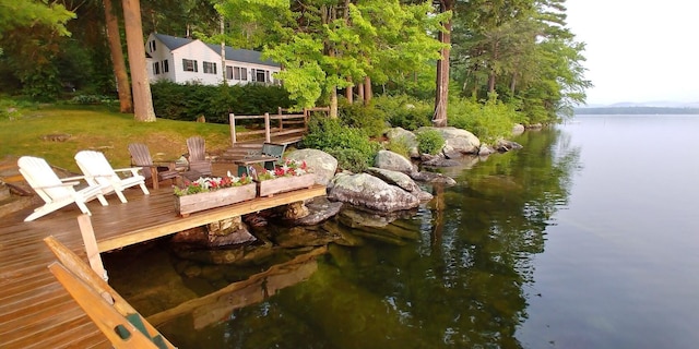 137 Birch Ln, Belgrade, ME 04917 - dock featuring a water view and a yard