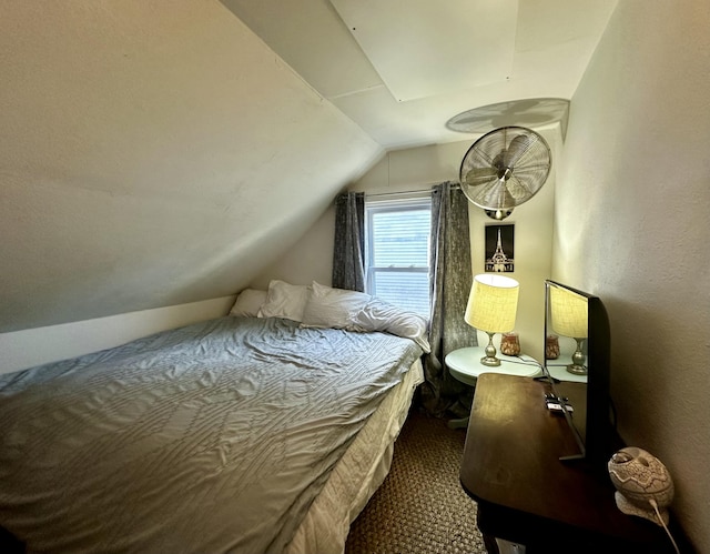 bedroom with vaulted ceiling