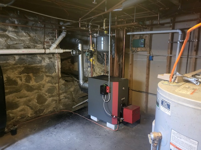 utility room with water heater