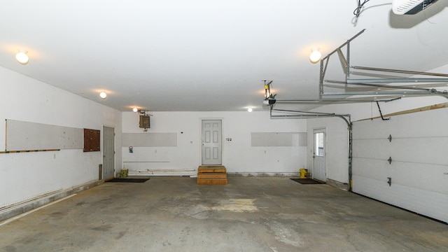 garage with a garage door opener