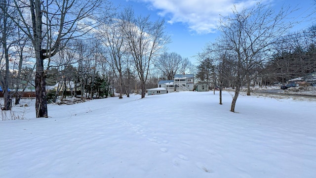 view of yard covered in snow