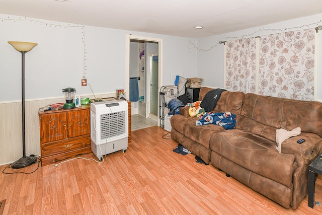 living room with light hardwood / wood-style floors