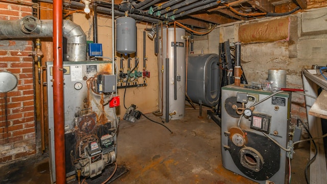 utility room with gas water heater