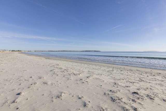 view of water feature featuring a beach view