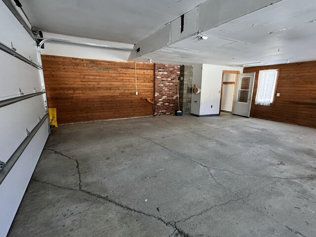 garage with wooden walls