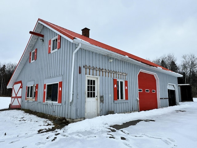 view of snow covered property