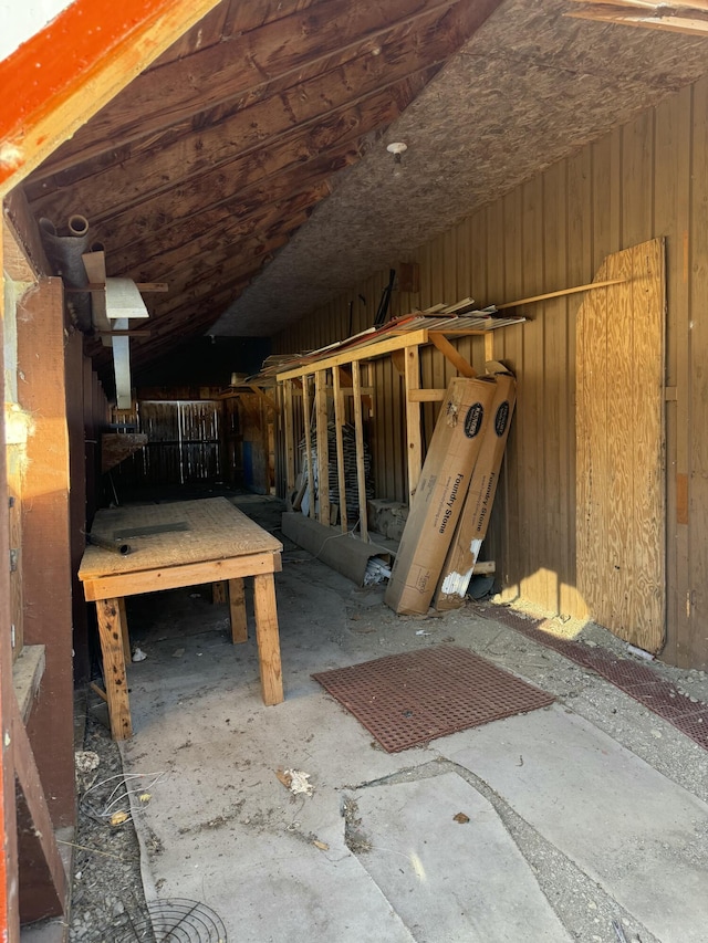 interior space featuring lofted ceiling