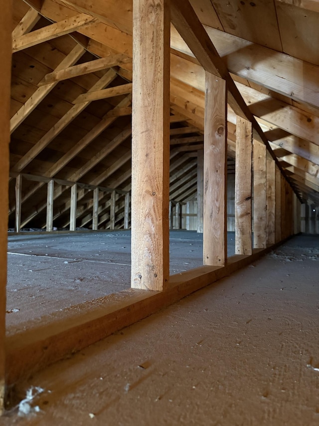 view of unfinished attic