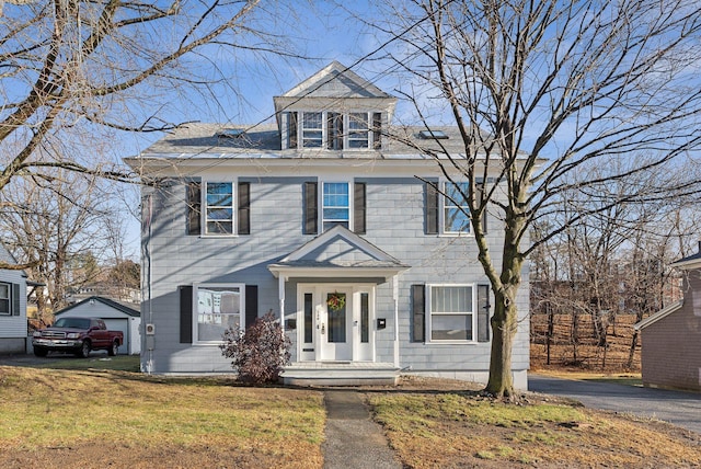 view of front of home with a front yard