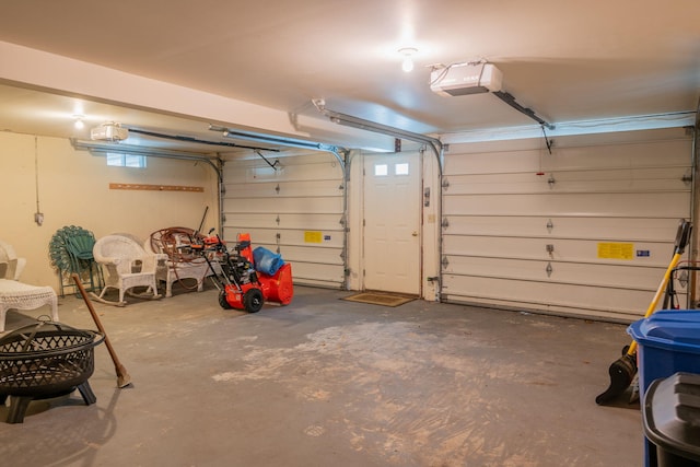 garage with a garage door opener