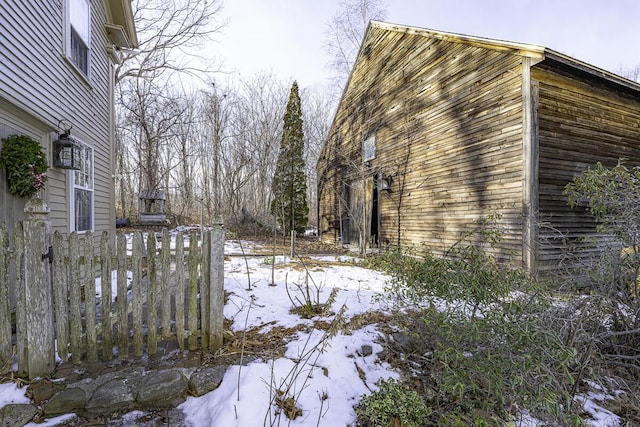 view of snow covered property