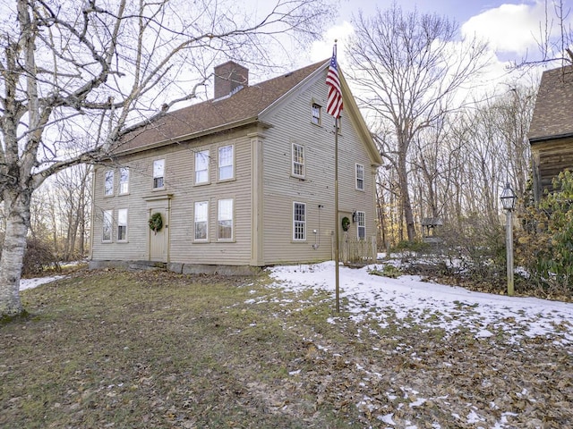 view of snow covered property